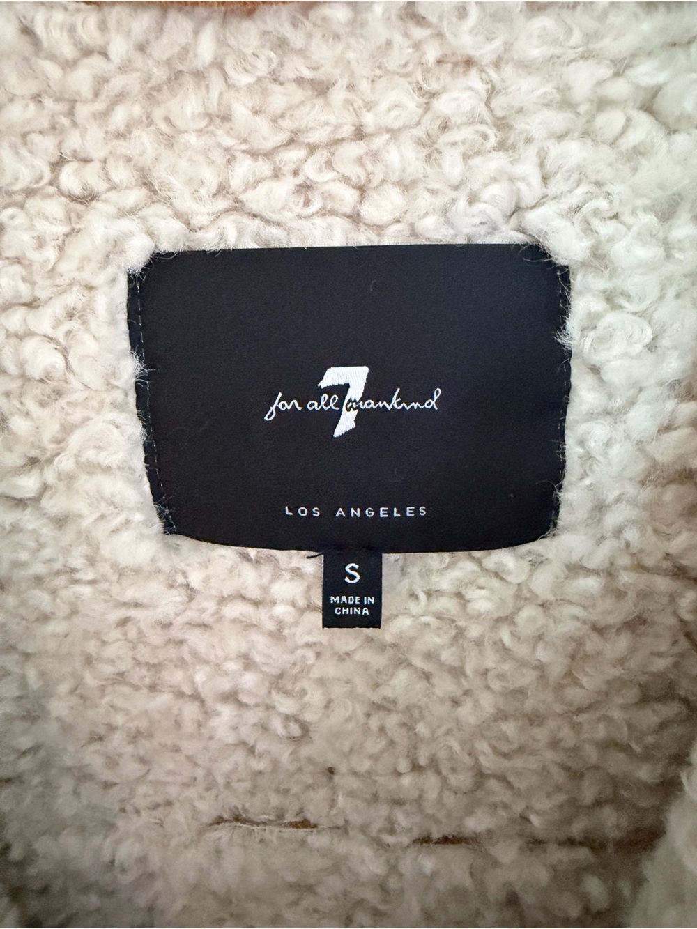 7 For All Mankind Tan and Cream Faux Shearling Aviator Jacket - Picture 2 of 5